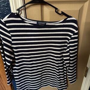 Saint James Black and White Striped 3/4 Sleeve Tee